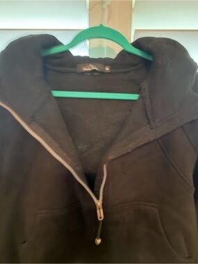 Women's Black Half-Zip Hoodie Sweatshirt